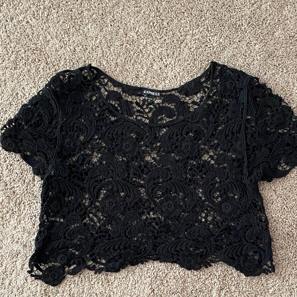 Express Women's Black Lace Blouse